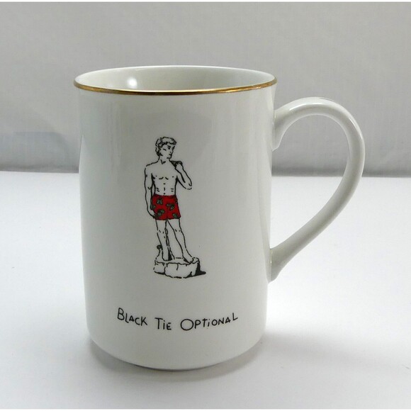 Merry Masterpieces Christmas Plate & Mug Black Tie Optional Michelangelo David - Picture 7 of 10